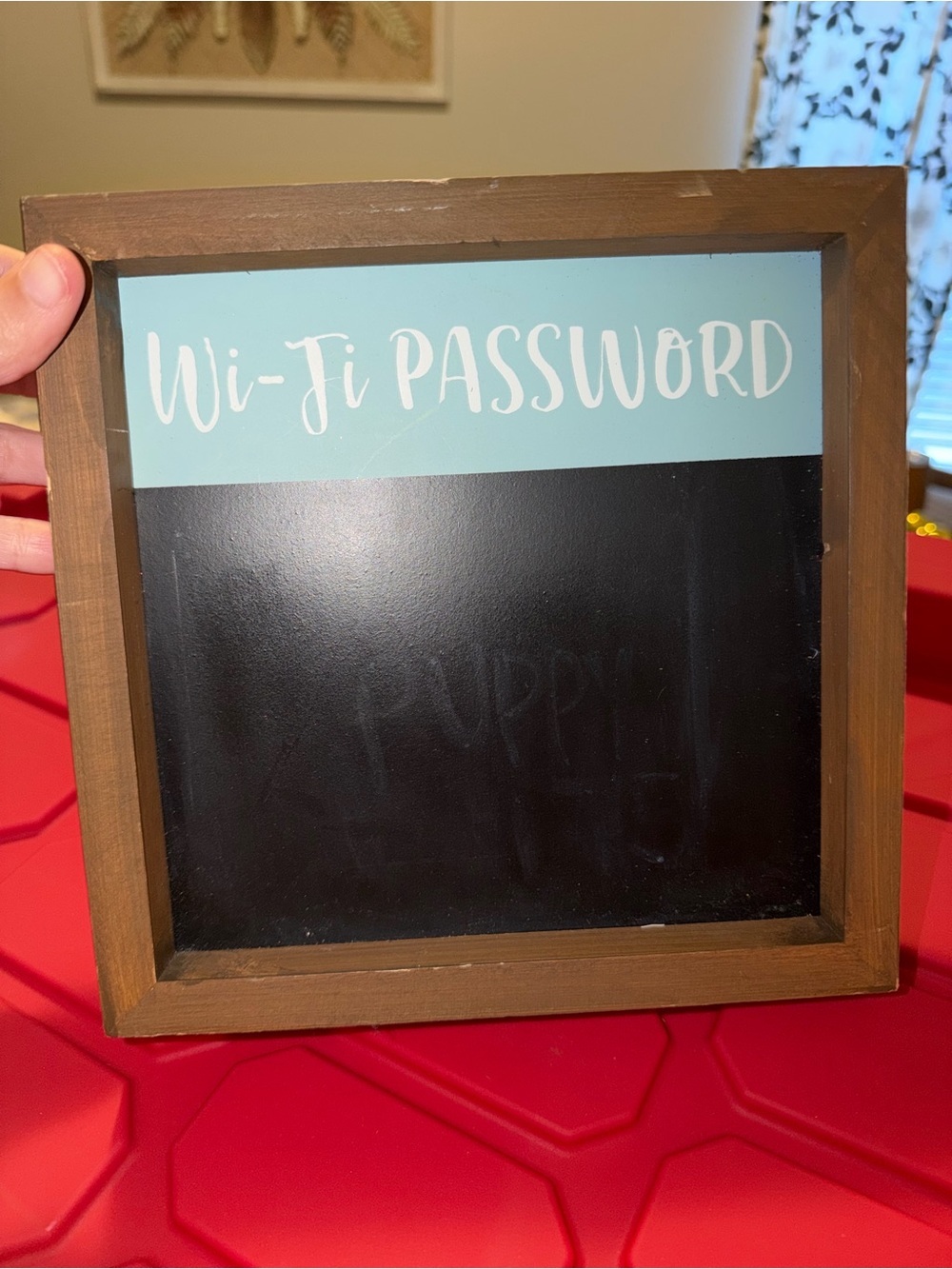 Hobby Lobby Wi-Fi Password Chalkboard Sign in Aqua, Black, Brown
